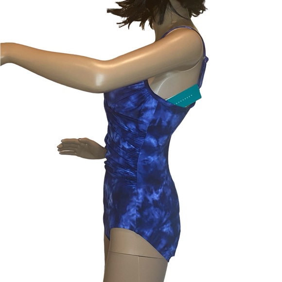 Aqua Green Blue Tie-Dyed UPF 50 Twist-Front One-Piece Swim Suit Size Medium NWT - Picture 5 of 9